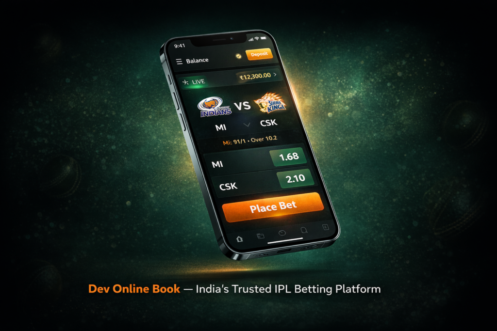 Online cricket betting interface showing IPL 2026 match odds on mobile