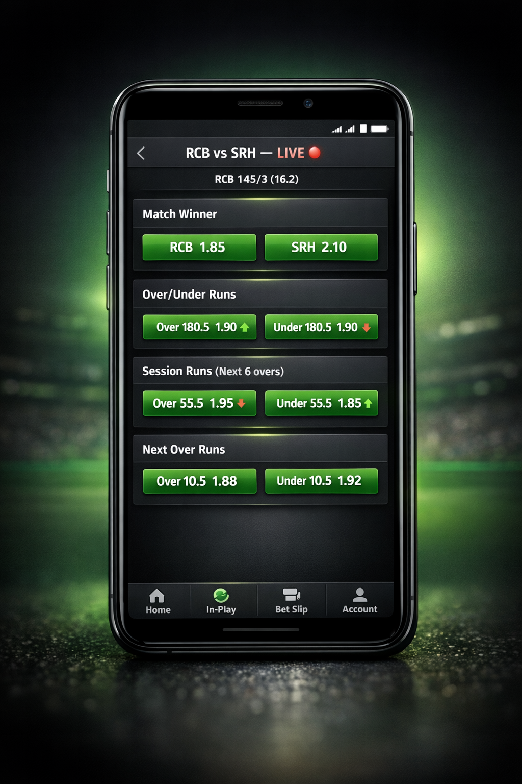 IPL live betting odds screen mobile platform Dev Online Book 2026